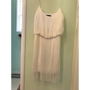 Aidan Mattox White Fringe Dress
